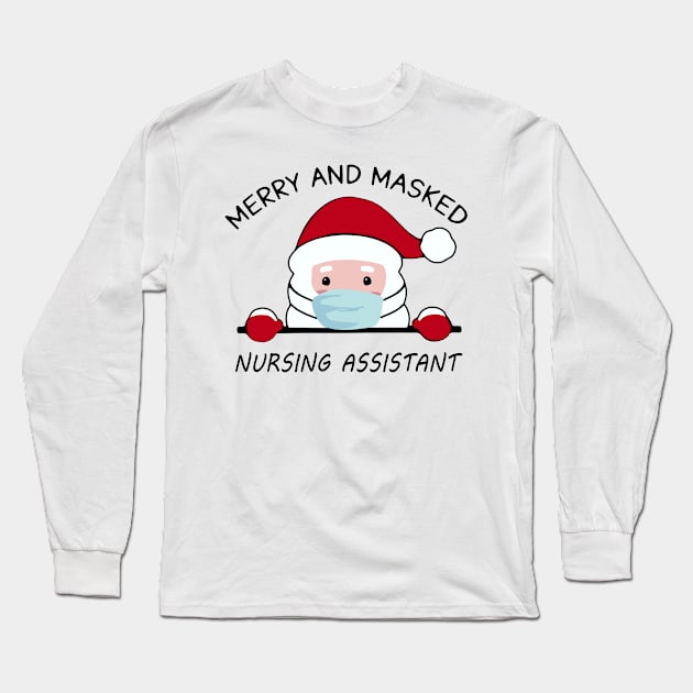 Official santa claus face mask merry and masked Nursing Assistant Long Sleeve T-Shirt by janetradioactive